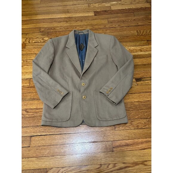 Vintage YSL Yves Saint Laurent Mens Cashmere Blazer Jacket Sz 42R Tan Sport Coat - Picture 1 of 11